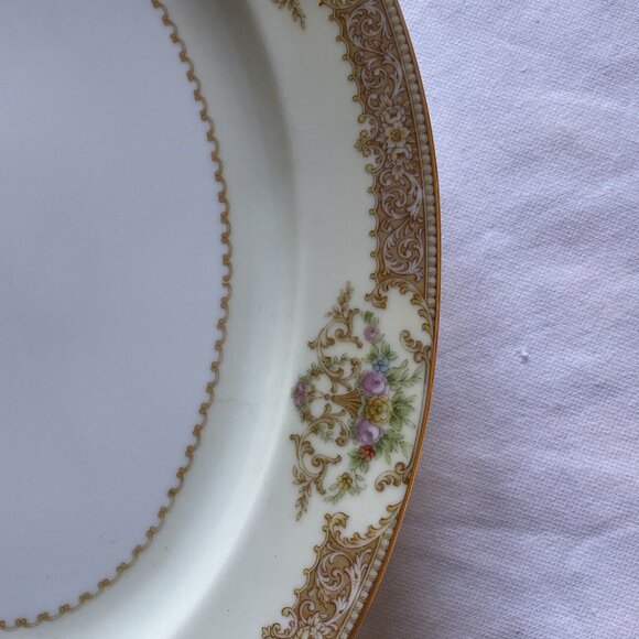 Noritake Handled Oval Platter With Gold Floral Design Made In Japan 14"x10" Eleg - Picture 3 of 9